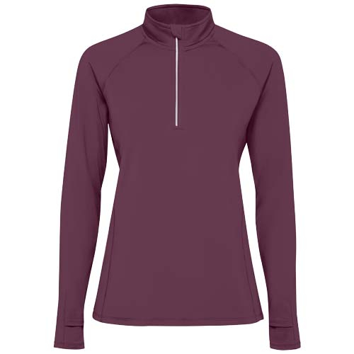Sweatshirt promotionnel femme demi-zip recyclé technique Estambul Rouge / Prune